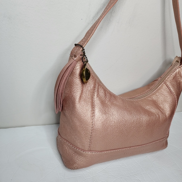 The SAK Pink Label Blush Pebble Leather Fringe Shoulder Bag. - Picture 3 of 10